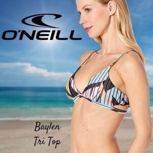 O'NEILL Baylen Tropical Print Adjustable Strap Triangle Bikini Top NWT/XL
